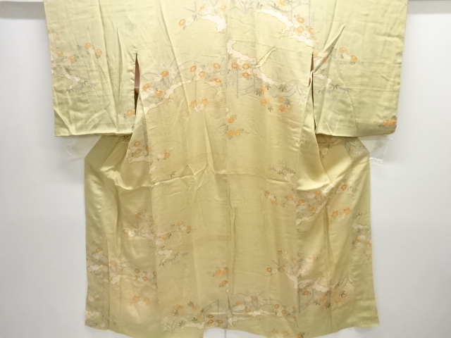 JAPANESE KIMONO / ANTIQUE JUBAN / SILK / KINSHA / KIKU & MAPLE WITH CLOUD